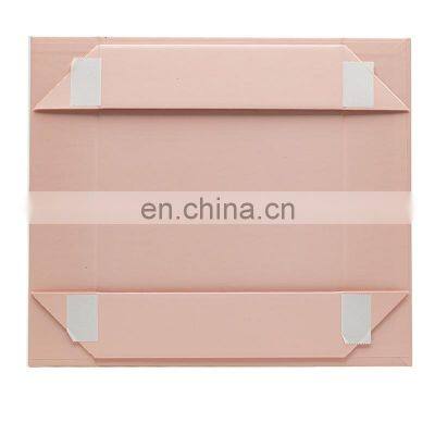 Custom Ribbon Knot Slot Shallow Pink Magnetic Flap Rigid Gift Box Cardboard Packaging photo-5
