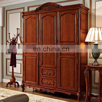 Classical European Style Bedroom Furniture Hot Selling Solid Wood Wardrobe