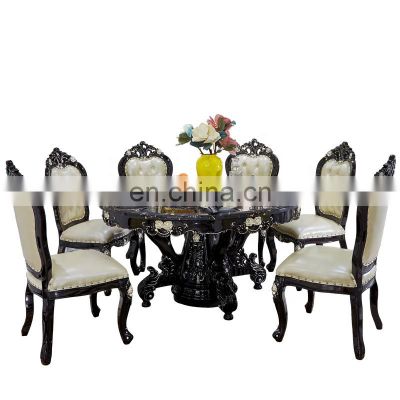 factory direct price design royal antique wooden 6 leather dining chairs dining room sets