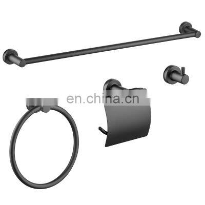 Wall mount chrome zinc alloy 4-piece towel bar rack washroom hardware china set black sanitary fittings and bathroom accessories