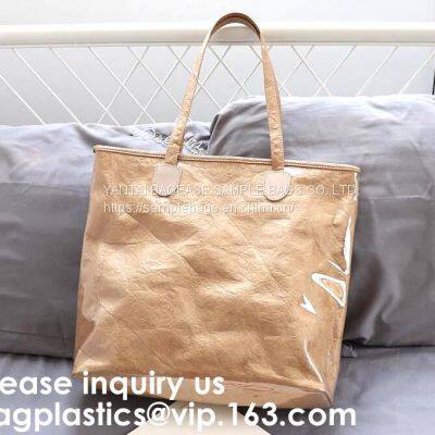 Reusable Promotional Green Tyvek Shopping Tote BagWaterproof Washable Eco k Handy Makeup Cosmetic Clutch Bag Cases photo-3