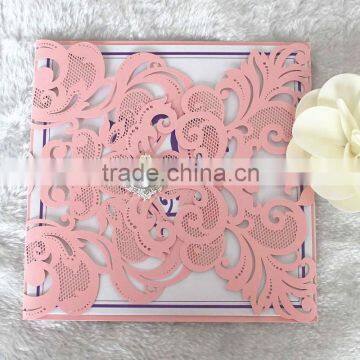 2016 Hotsale Royal Gold Customise Colours Vintage Laser Cut Wedding Invitations