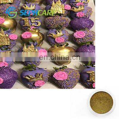 Titanium Free NO E171 Edible Gold Pearlescent Pigment Food Coloring Metallic Luster Dust Glitter Powder for Cake Decoration