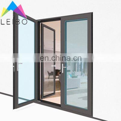 manufacture sale french style  Customized Interior Double Glass Swing Doors Narrow Frame Aluminum Casement Door