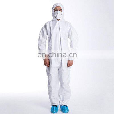 50gsm SF Microporous Disposable Cleanroom White Hooded Coverall with Elastic Half of Waist