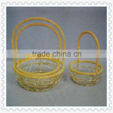 decorative round small wire mesh baskets with handle