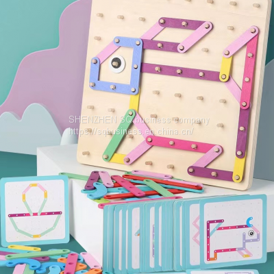 SQ New Design Geometric Wood Puzzle Alphabet and Number Diy Children's Board Game Fun Wooden Assembly Puzzle photo-3