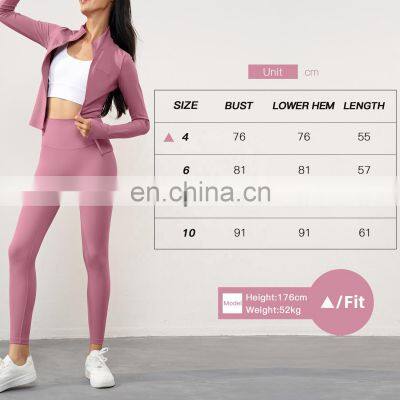 Winter Fleece Causal Zip Up Sleeve Sports Jackets Custom Women Yoga Tops With Thumb Hole 80nylon 20spandex photo-5