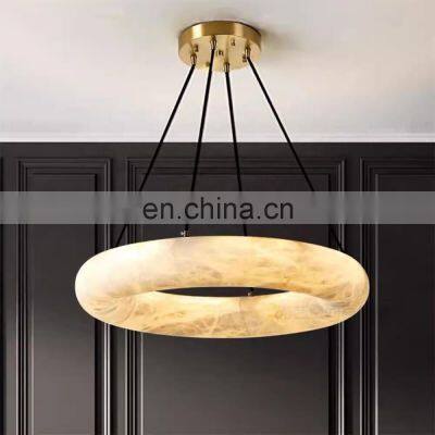 Wholesale Modern Creative Luxury Restaurant Round Hanging Lamp Alabaster Chandelier photo-2