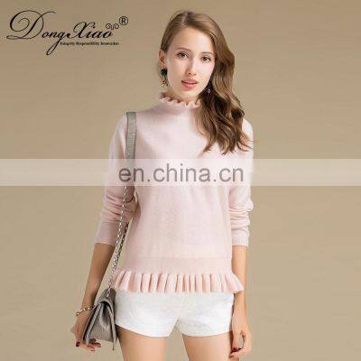 Custom Ruffled Collar Sweaters 100 % Cashmere Knitted Sweater Women photo-3