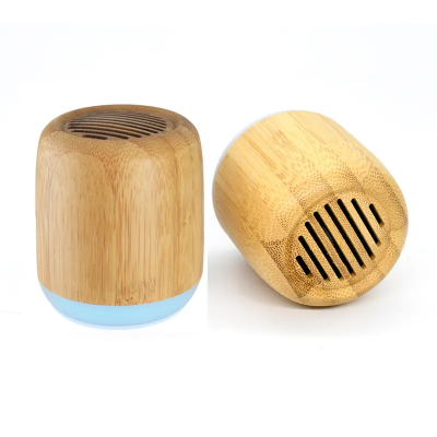 CASUN Promotion Mini Wooden Wireless Bluetooth Speaker High Quality Stereo Sound BT 5.3 Speaker with LED light