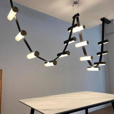 Masolight Leather Belt Zigzag LED Pendant Light | Linear Chandelier photo-3