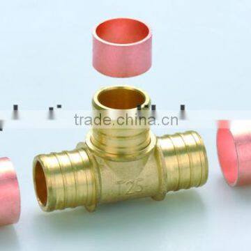 brass fittings with sleeve brass tee for pex pipe