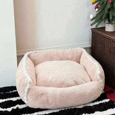 Japanese-Style Checkerboard Plush Pet Sofa - Detachable & Portable