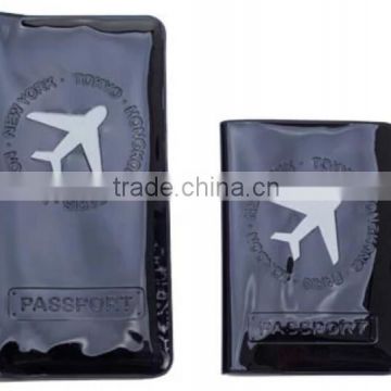 Oem decorated black leather passport holder