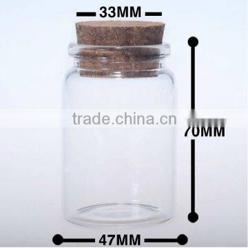 glass bottle with cork, small tube glass bottle, borosilicate glass bottle