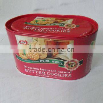 Oval shape biscuit tin can,wholesale tin cans for cookie candy biscuit