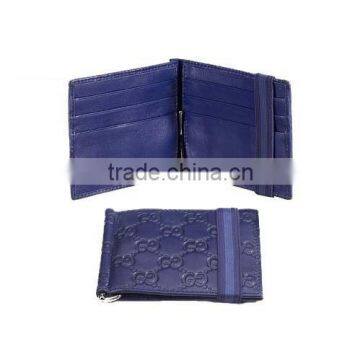 Genuine leather money clip with elastic band