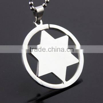 Hexagram pendant round stainless steel polishing process six-pointed star necklace