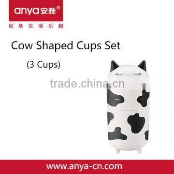 D706-B creative animal product shaped cow three-in-one plastic melamine cups with lids plastic cups with lids personalized