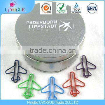Promotion Gifts OEM& ODM Accept Custom Airplane Shaped Paper Clips In Tin Box