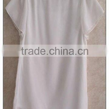 Simple Wave Point Chiffon T-shirt O-neck Girls T-shirt photo-4
