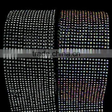 Cheap 24 rows crystal strass roll, elasitc stretch trimming rhinestone roll