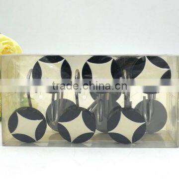 Semi Sphere White and Black Stripe Polyresin Bathroom Shower Curtain Hooks photo-3