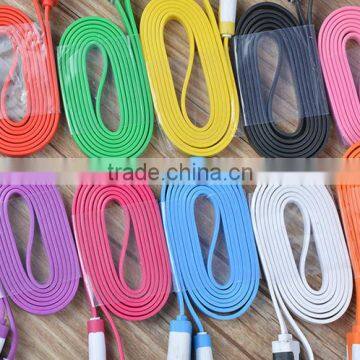 China wholesale flat colored micro usb cable with mobile phone