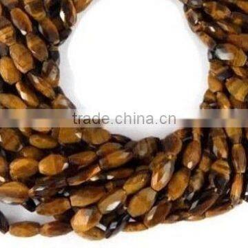 5 Strands Tiger Eye Faceted Gemstone Oval Shape Rondelles Beads 13 inch Long