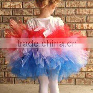 Hot sale little girls in short skirts blue red white tulle tutu skirt for girls boutique girls chiffon pettiskirt