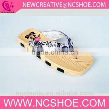 pcu foam geta wooden calssical thong flat flip flop cork sole slipper