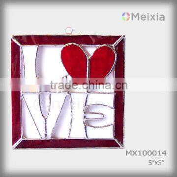 MX100014 tiffany style stained glass wall hanging panel for valentine gift