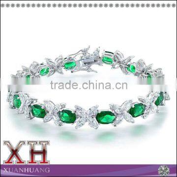 Marquise Oval Lab Created Emerald Tennis Bracelet