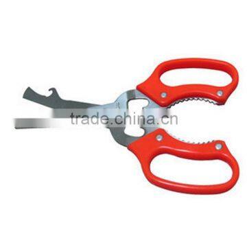 multi function BBQ scissor with tin opener paring knife nut cracker bottle opener