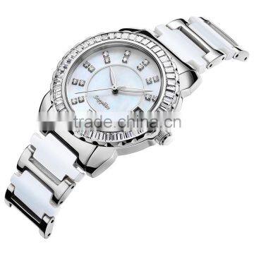 2015 Elegent charming and competitive price lady's watch stainless steel with ceramics wristwatch