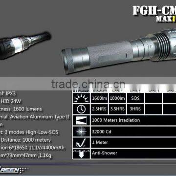 Rechargeable 18650 Hard Anodization 24W HID Camping Flashlight photo-2