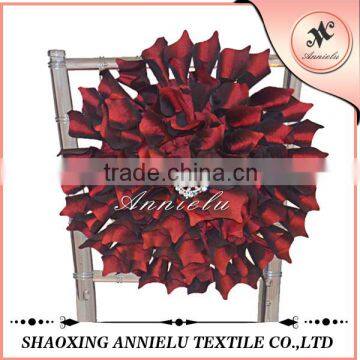 Dark red wedding accessory decor fake taffeta flowers with buckle
