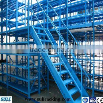 Warehouse storage multi-level mezzanine racking and shelving