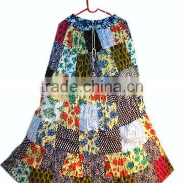 Indian Boho Hippie Girls Long Skirt Designer Cotton Patchwork Long Skirt