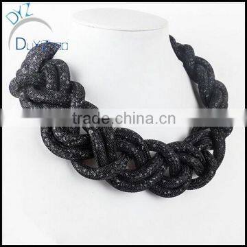 jewelry black crystal rope net mesh chain necklace cheap bead necklaces