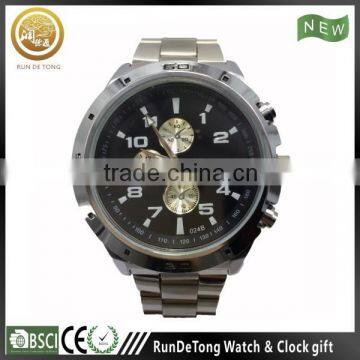 Black three eyes six hands two buttons dustproof excellent watch manufacturers china