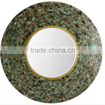 Amber 60 cm round Mosaic Glass Bathroom Wall Mirror