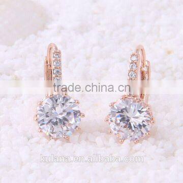 EZ-25 Crystal Micro Paving Jewelry Brass Material Rhodium Plated Single Crystal Earrings