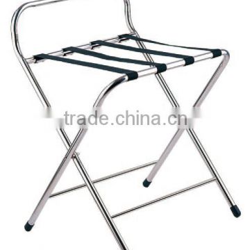 Foldable stainless steel luggage rack with strap