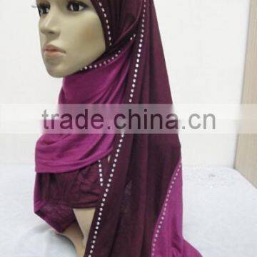 JL045a Cotton Jersey Black With Colors Combine Mulim Scarf,muslim Hijab photo-6