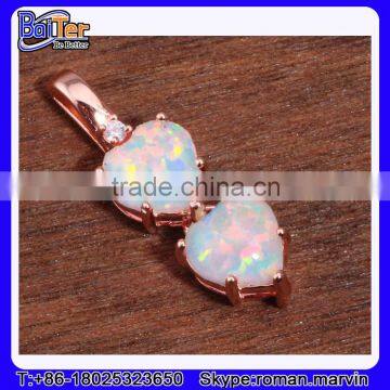 Custom Lab Created Double Heart 925 Sterling Silver Red Fire Opal Pendant Wholesale photo-5