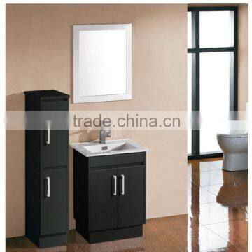 Single basin bathroom vanity with framed mirror free standing