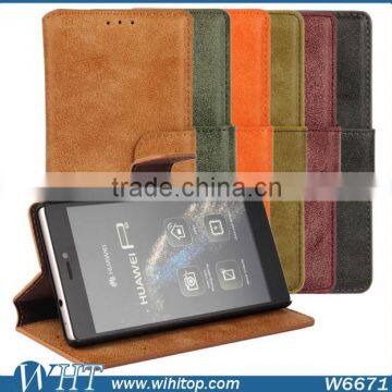 2015 Matte Retro Leather Case for Huawei P8 with Business Card Slot