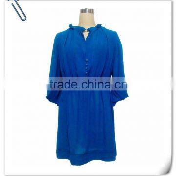 Polyester chiffon lady's navy blue dress
